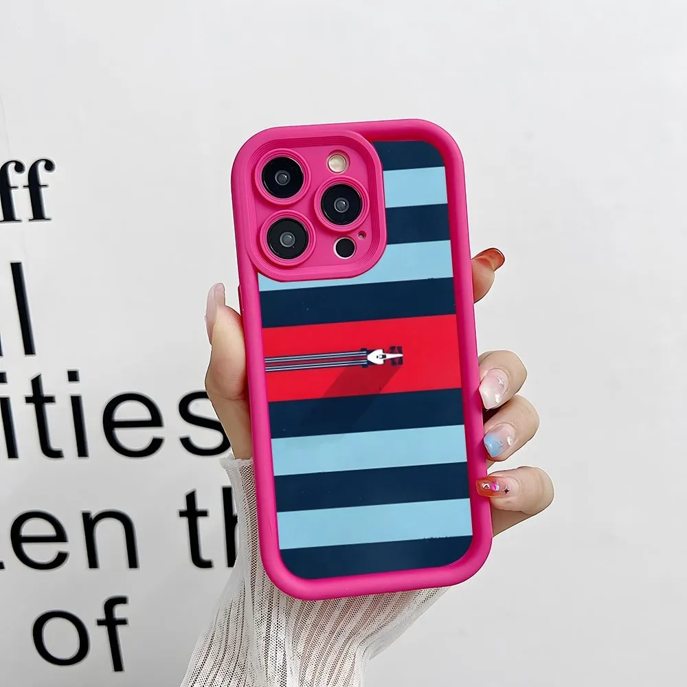 Martini Racing Horizontal Stripe Phone Case Simple Solid Color Matte Silicone Case For IPhone 15 14 13 12 11 Pro Max Plus Soft