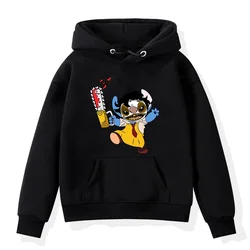 Stitch Halloween Cartoon Print Pullover Fashion Loose Couple Hooded Sweater  Winter Clothes Women