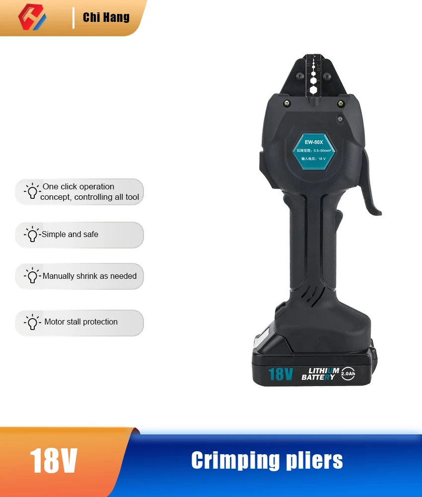 alicadores de crimpagem recarregaveis terminal de pressao a frio fotovoltaico eletrico alicadores de crimpagem tubulares pre isolados ew50x 01