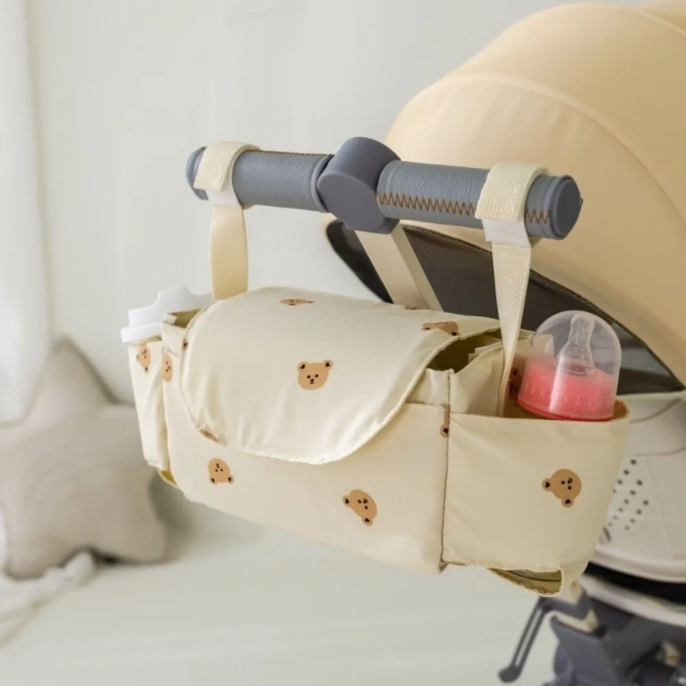 

Cartoon Stroller Organizer Bag Bear Multi Pocket Stroller Hanging Bag Mommy Bag Large Capacity Pram Storage Bag