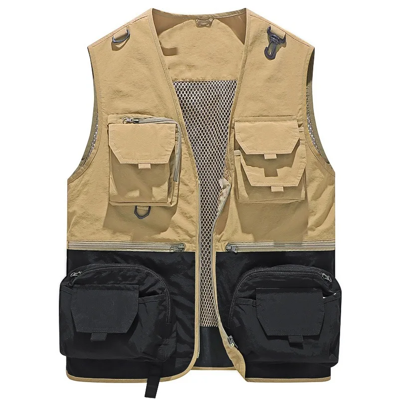 

2025 Men's Multi-Pocket Two-Color Vest Summer Thin Loose V-neck Outdoor Fishing Photography Work Vest