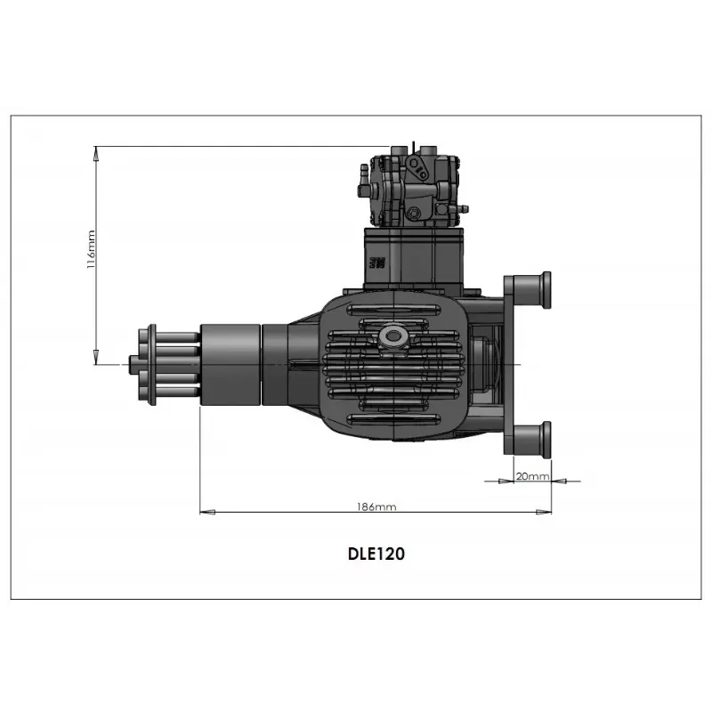 DLE120 Engine DLE 120 Model Two-cylinder Two-stroke Side Exhaust Natural Air-cooled Hand Start 120cc Displacement DLE