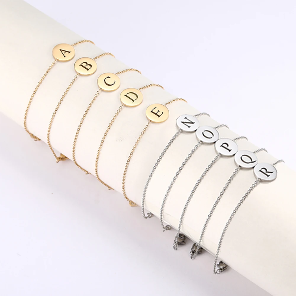Модный классический справочный браслет HIPEE для женщин и мужчин, простой браслет-цепочка из нержавеющей стали с 26 буквами для женщин, ювелирные изделия, подарки