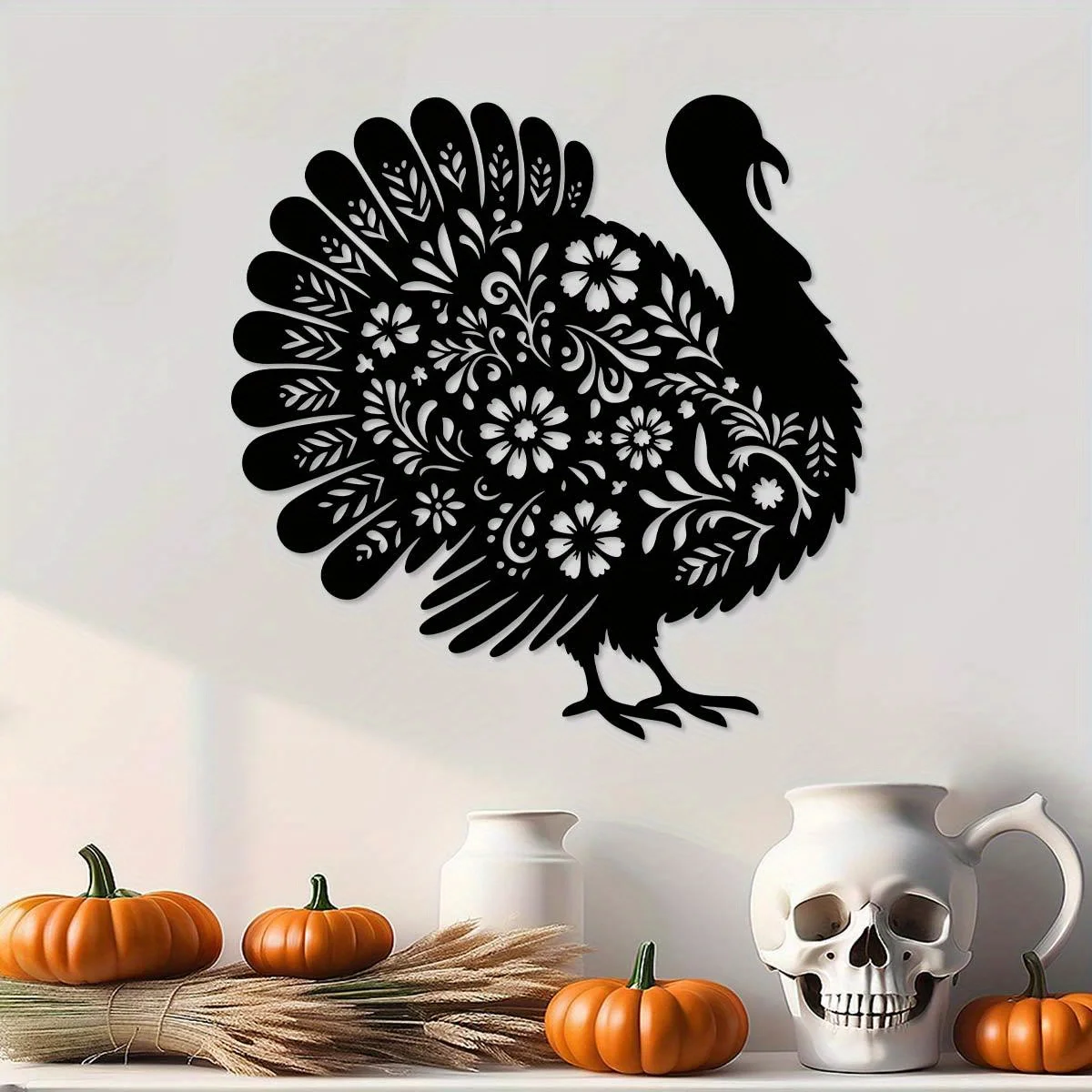 CIFBUY Metal Wall Art Hollow Turkey Flower Iron Home Decor Farmhouse Living Room Decoration Halloween