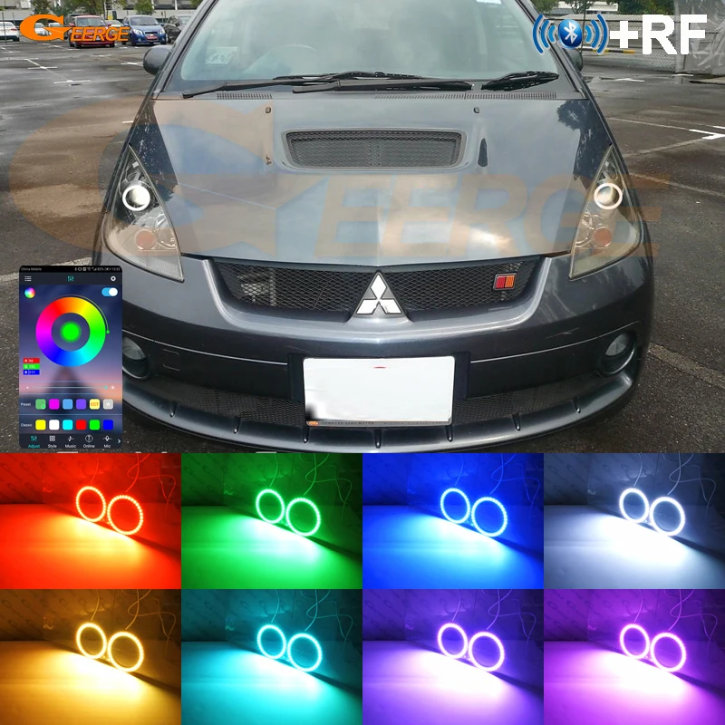 

For Mitsubishi Colt 2006 2007 2008 Projector Headlight Bluetooth App Multi-Color Ultra Bright RGB LED Angel Eyes Kit Halo Rings