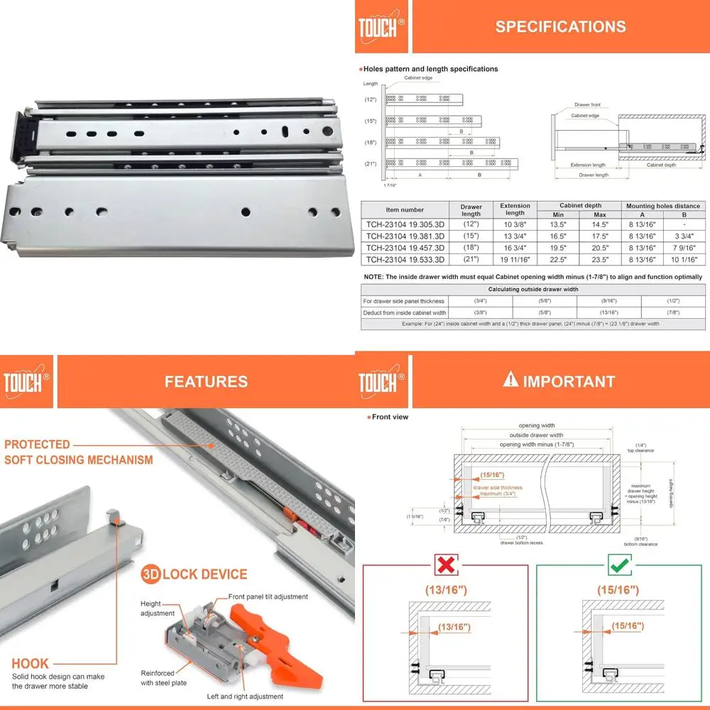 

Full Extension 500 LB Capacity 16 Inch Drawer Slide - Heavy Duty Storage Solution