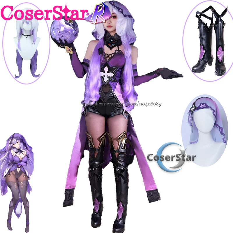أزياء CoserStar-R Honkai Star Rail Black Swan التأثيرية مجموعة كاملة من فستان حفلة الهالوين البجعة السوداء التأثيرية فستان الزي أحذية شعر مستعار #1