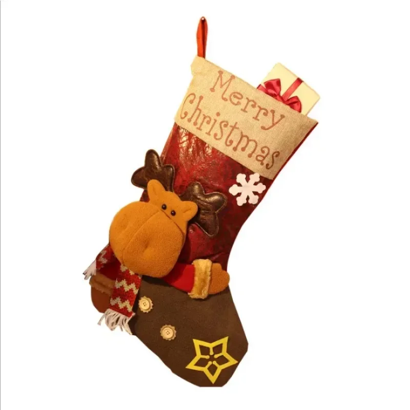 1 pz calza di natale pupazzo di neve Santa Elk Kid Candy Gift Bag calzino camino Decor capodanno natale albero di natale ornamenti titolare