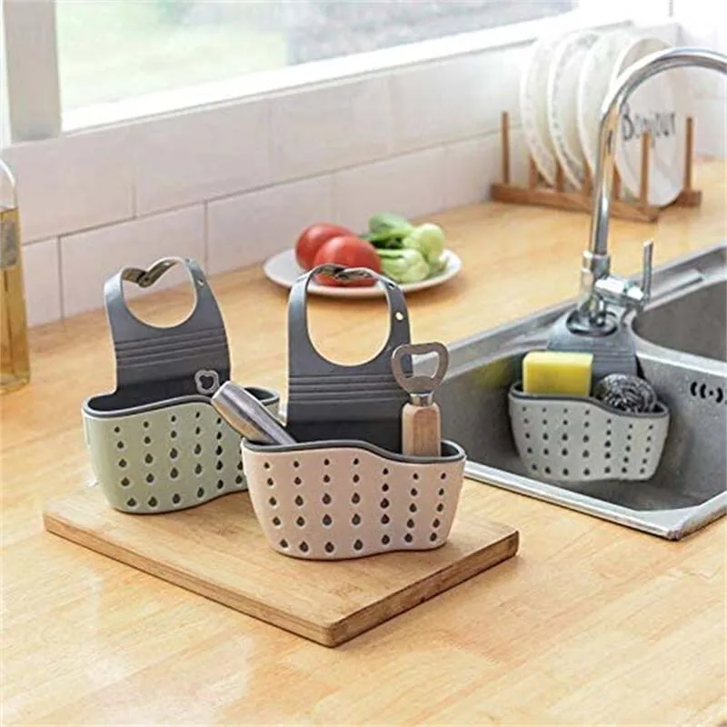 2026New Sink Draining Hanging Basket Adjustable Kitchen Accessories Rubber Sink Bag Soap Sponge Shelf Faucet Holder for Bathroom