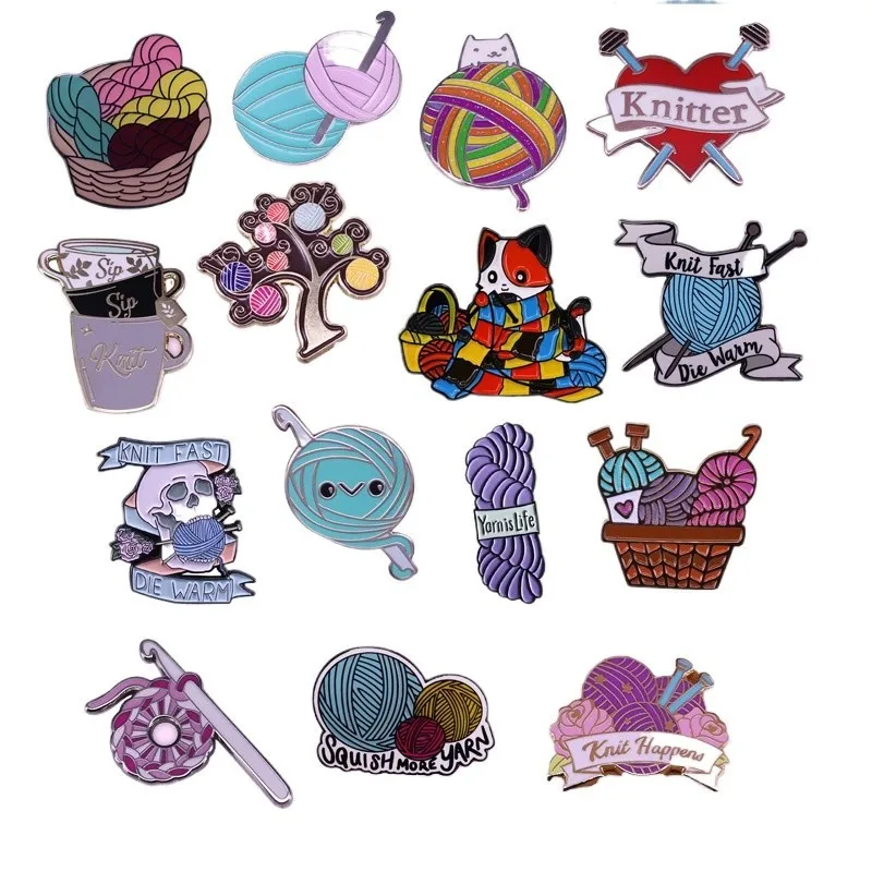 

Fashion Knit Badge Yarn Art Enamel Pin Women's Brooch Sweater Shirt Coat Backpack Pin Cute Stuff Jewelry Accessories