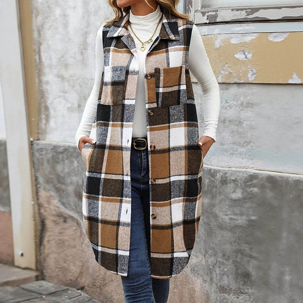 

Casual Round Neck Vest No Decoration Women's Top Fashionable Sleeveless Outerwear for Spring Autumn Winter