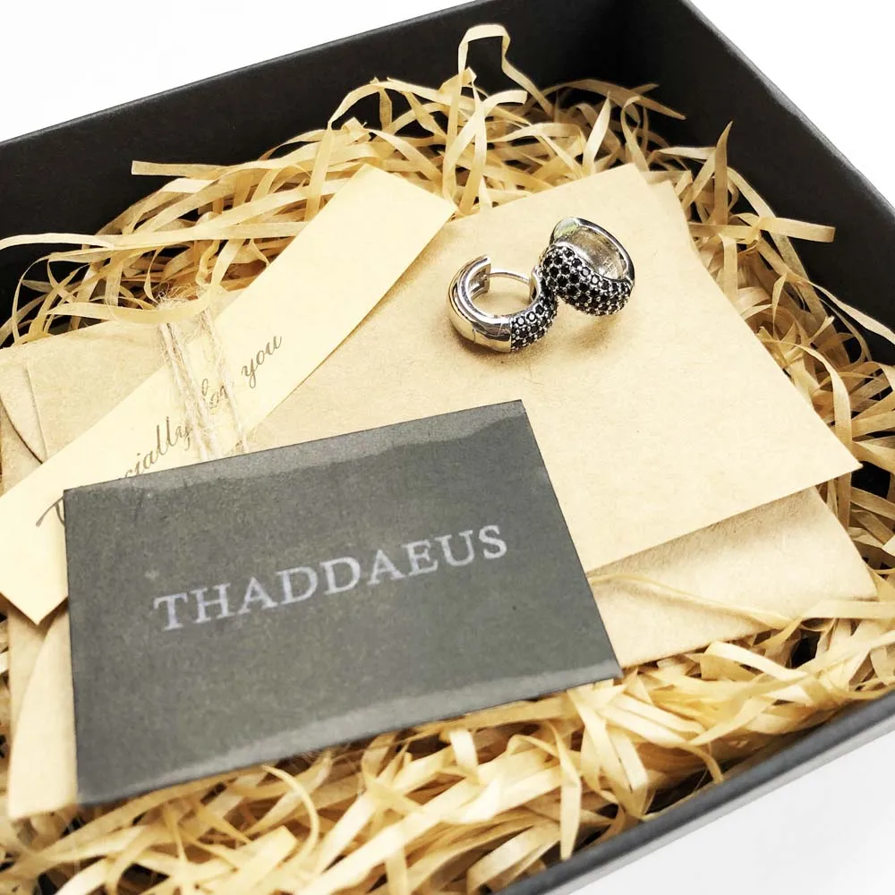 Schwarze Kreolische Creolen mit Scharnier, Europa, Vintage, feiner Schmuck für Damen und Herren, Wintergeschenk aus echtem 925er-Sterlingsilber – Detail 3