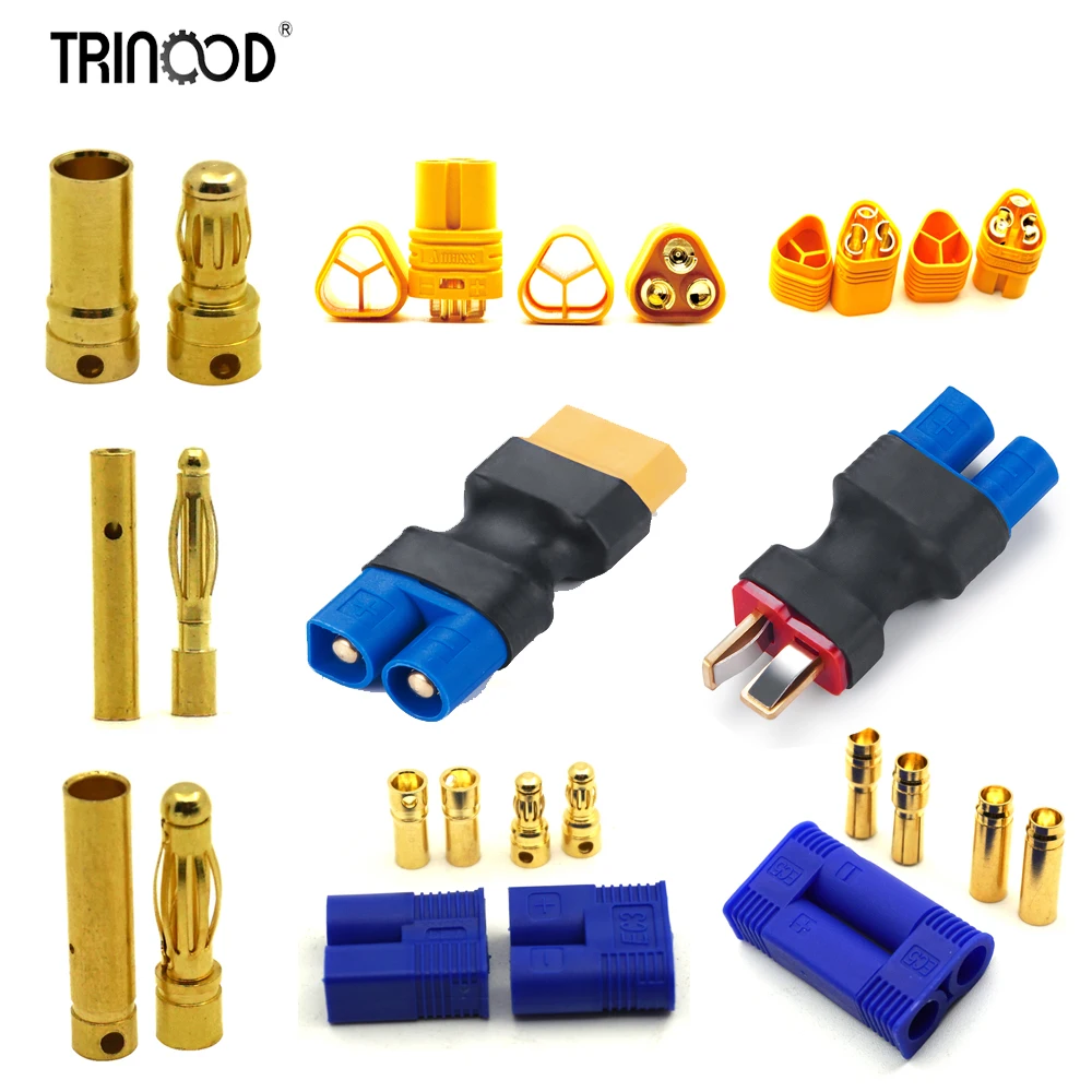 TRINOOD 2/3.5/4mm Male Female Plug  MT60 Bullet Connector  EC3 EC5 Banana Plug Adapter for RC Airplane Car Model RC Lipo battery