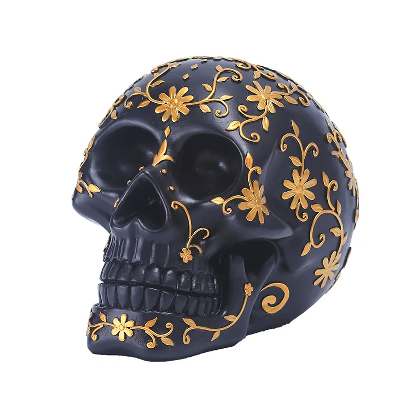 

Halloween Exquisite Patterned Skull Ornament Party Arrangement Props Haunted House Decoration Resin Crafts Decoration