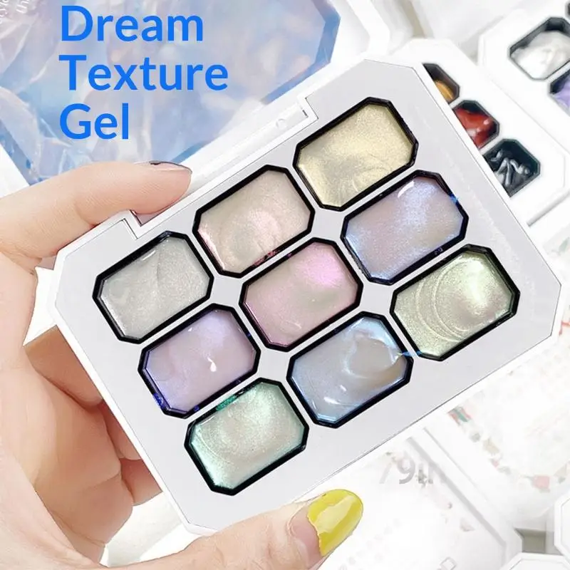 1Pcs DIY Manicure Pigment 9 Colors Fantasy Texture Styling Gel Palette Aurora Pearlescent Nail Art Sculpting Gel For Nail Salon