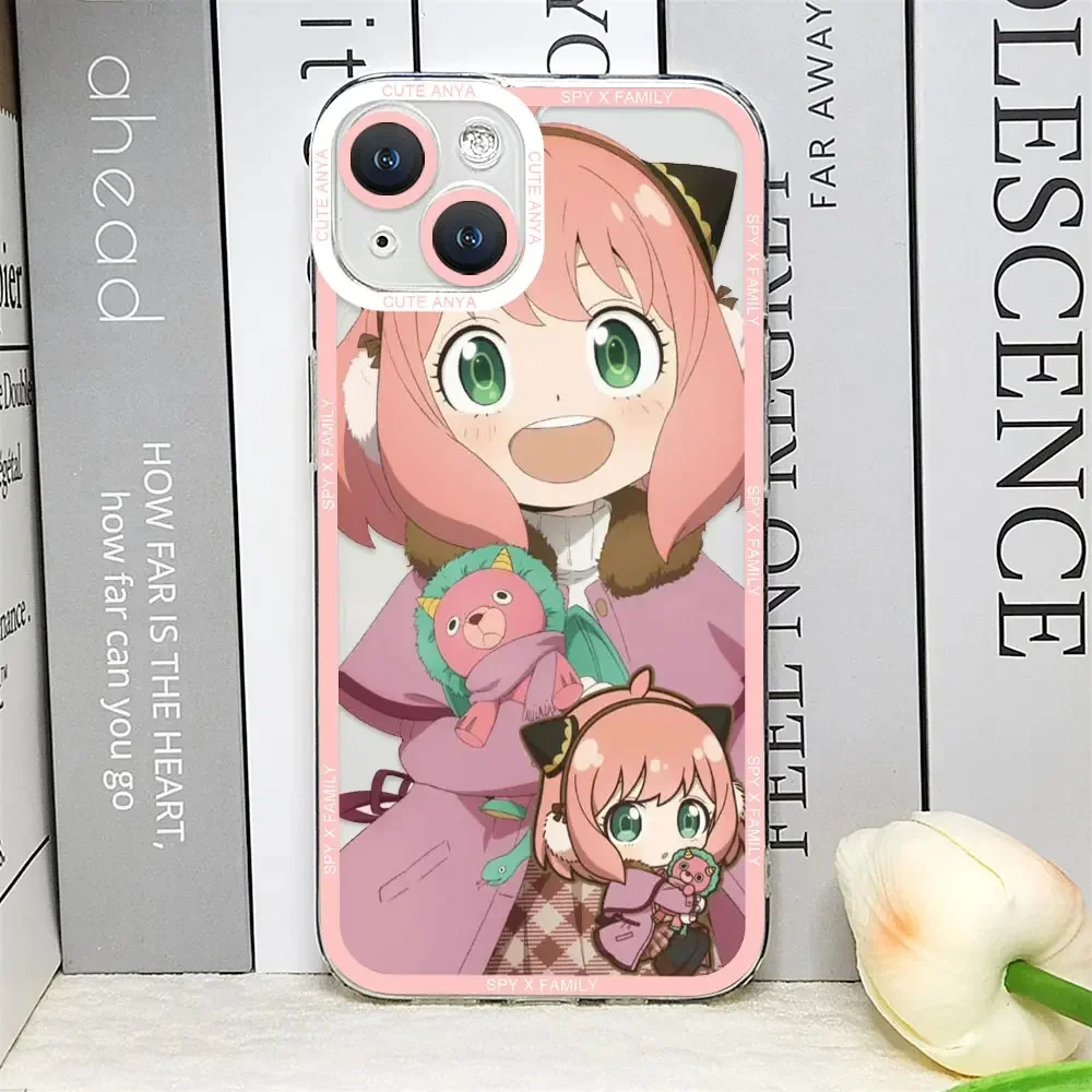 Kawaii Anime SPY×FAMILY Anya Forger Phone Case for IPhone 14 16 15 11 12 13 Pro Max Mini XS SE2 8 7 Plus Transparent Soft Fundas