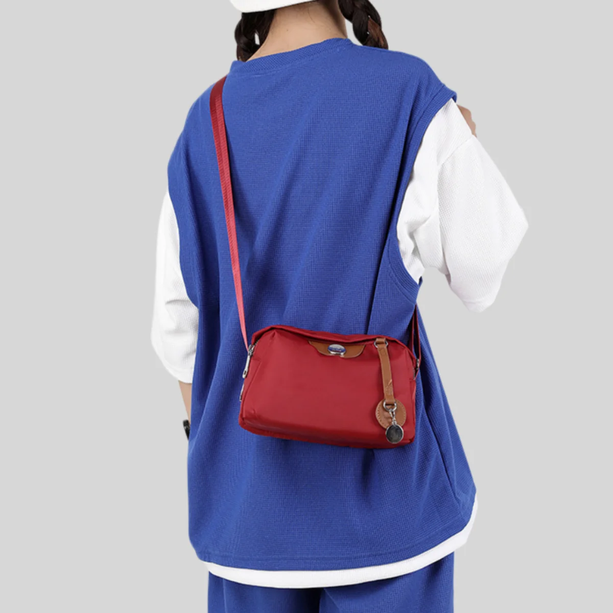 Vintage Leichte Praktische Damen-Umhängetasche, Handytasche | Geldbörse, lässige, vielseitige, multifunktionale Umhängetasche – Detail 9
