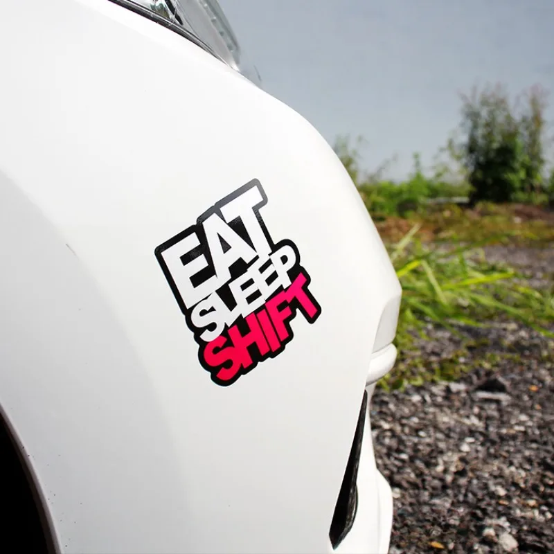1PC EAT SLEEP SHIFT Adesivi moto Impermeabile Moto Carenatura Serbatoio carburante Scooter fai da te Corpo Divertente Durevole Decalcomanie in vinile