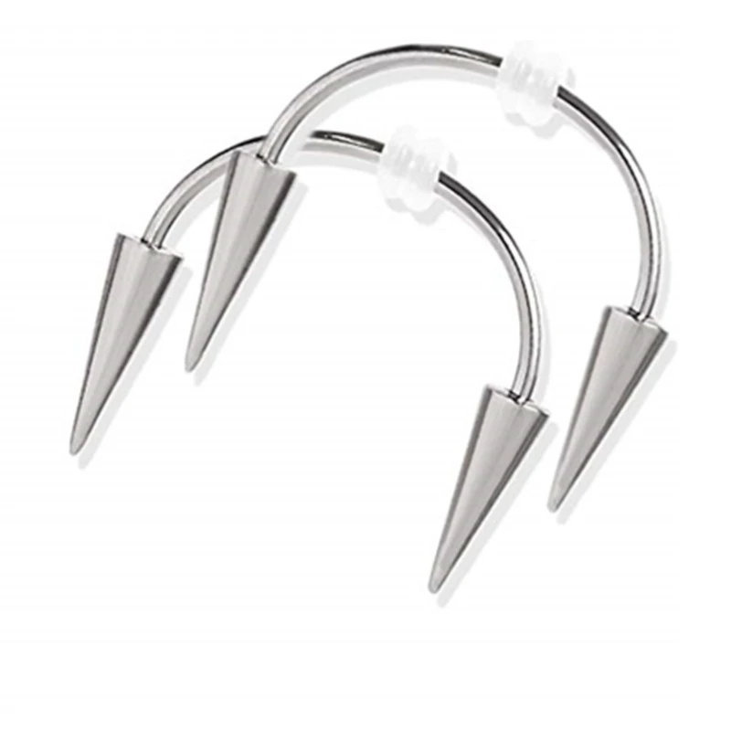 2x for Vampire Teeth Lip Hoop Ring Surgical-Steel Spiked Piercing Jew Dropship