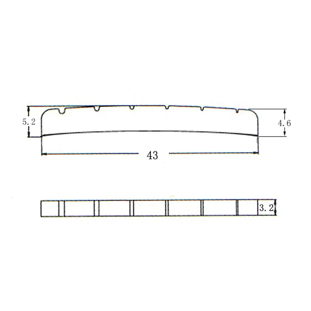 Acoustic Guitar Carved Brass Nut 43mm String Slot Bridge Component for Folk Guitar Replacement Parts