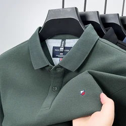 Autumn and Winter Men's Pure Cotton Embroidery Casual Fashion Waffle Long-sleeved POLO Shirt Korean Version of All-match Collar