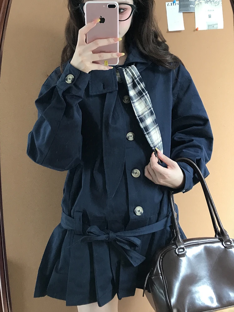 

Женское длинное пальто в стиле ретро с отстегивающимися кроличьими ушками на капюшоне, воротником-стойкой, поясом и плиссированным дизайном, осенне-зимняя модная верхняя одежда