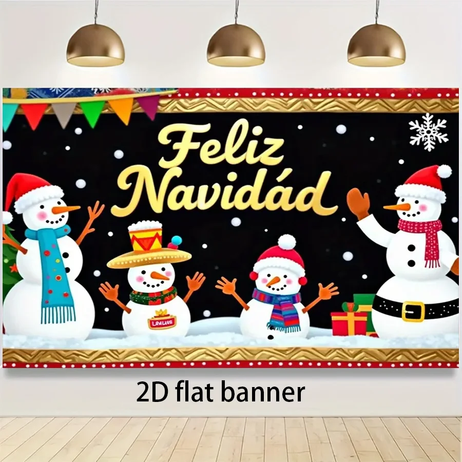 1 Stück Frohe Weihnachten Schneemann Hintergrund Wanddekoration „Feliz Navidad“ Foto Requisiten Weihnachtsüberraschungsgeschenk
