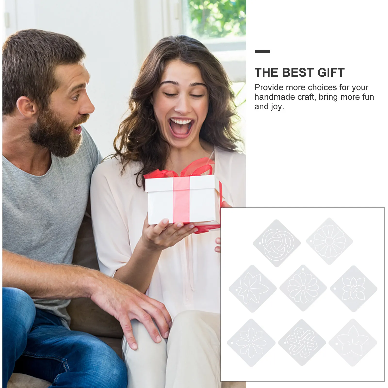 

8Pcs Painting Template Quilting Stencil for Sewing Craft Flower Line Pattern Reusable DIY Fabric Art Supplies on Pillow Canvas