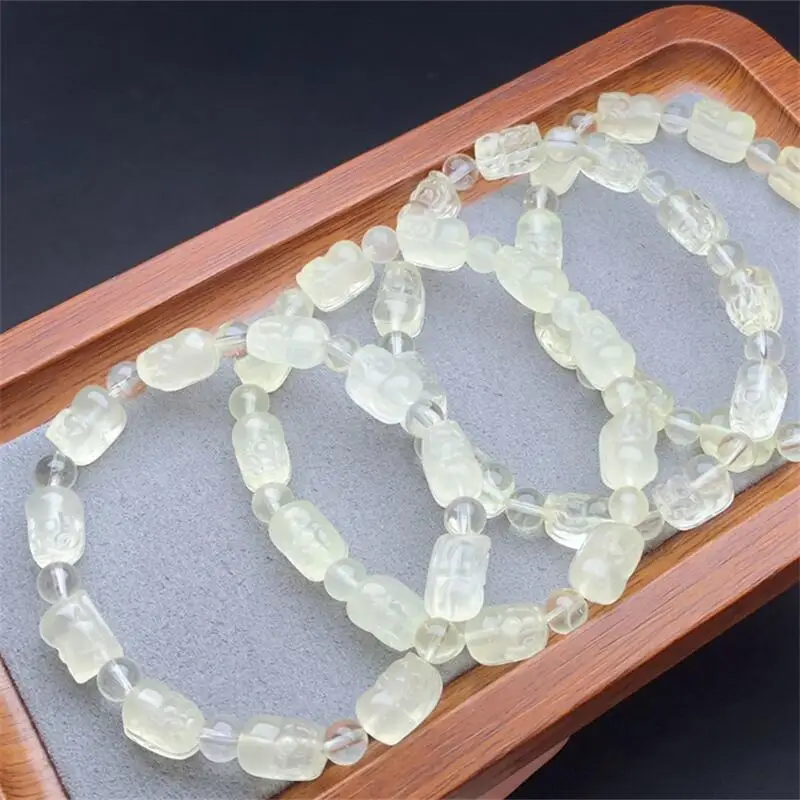 Natural Lemon Citrine Bracelet Gemstone Women Stretch Jewelry Healing Birthday Present 1pcs