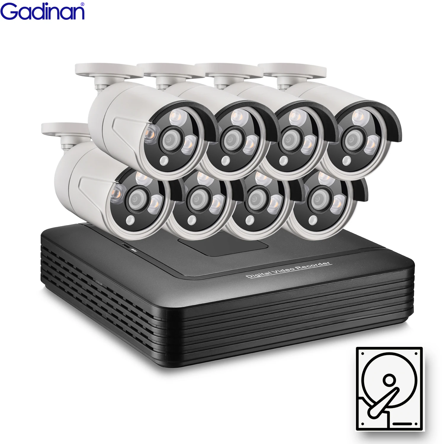 

Outdoor 8CH POE NVR 5MP Bullet H.265+ Motion Detection ONVLF P2P Audio Smart IR-Cut Night Vision Video Surveillance Kit XMEye