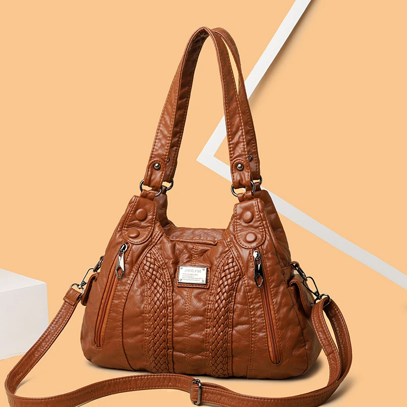 Casual Interior Compartment Top-Handle Bags Soft 2024 High Quality Bags for Women Sewing Thread Zipper Pu Women's Handbags