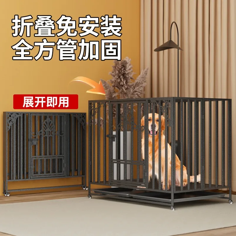 

Heavy Duty Large Dog Crate with Mat Indoor Metal Dog Kennel Cage for Medium Large Dogs Puppy Playpen with Top