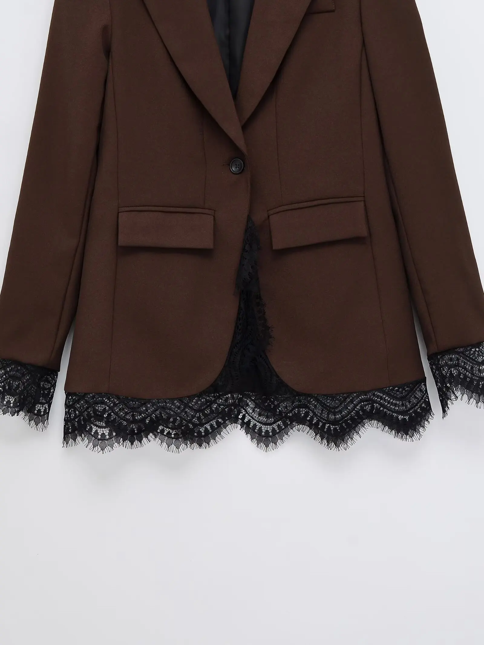 KONDALA Damen-Pendler-Blazer mit Spitzenbesatz, elegant für Dinner, Cocktailparty, schmal geschnitten, 2026 Frühherbst, trendiger High-Street-Blazer – Detail 26
