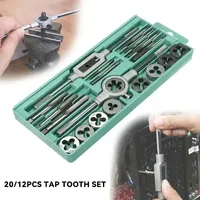 Multifunction Tap and Die Set Hand Screw 12/20Pcs M3-M12 Metric Screw Thread Plugs Taps Straight Taper Tapping and Thread Tools