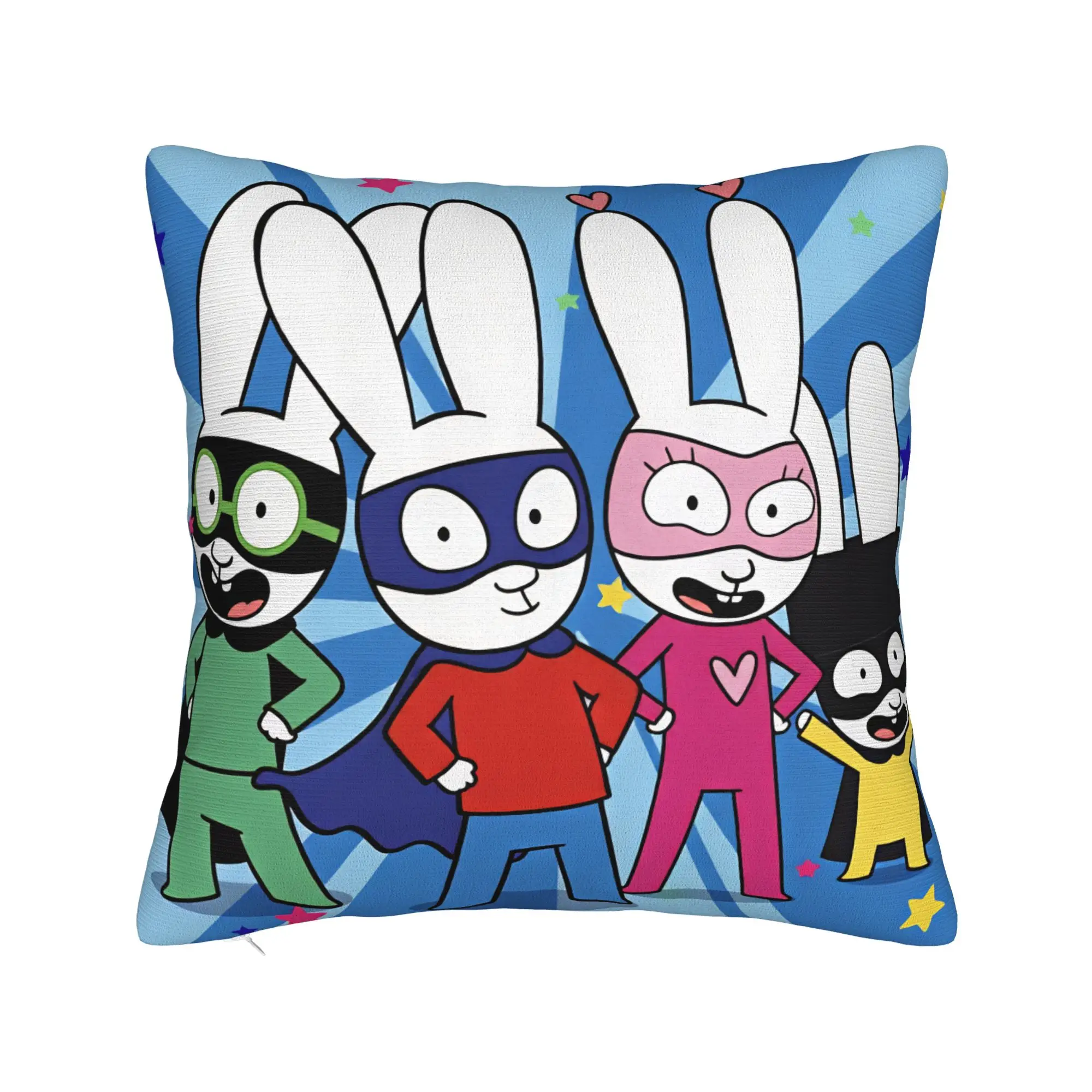 Simons Super Rabbits   Pillow Cover  Soft Cushion Cover Retro Trendy Pillow Case For Sofa Home Decoration