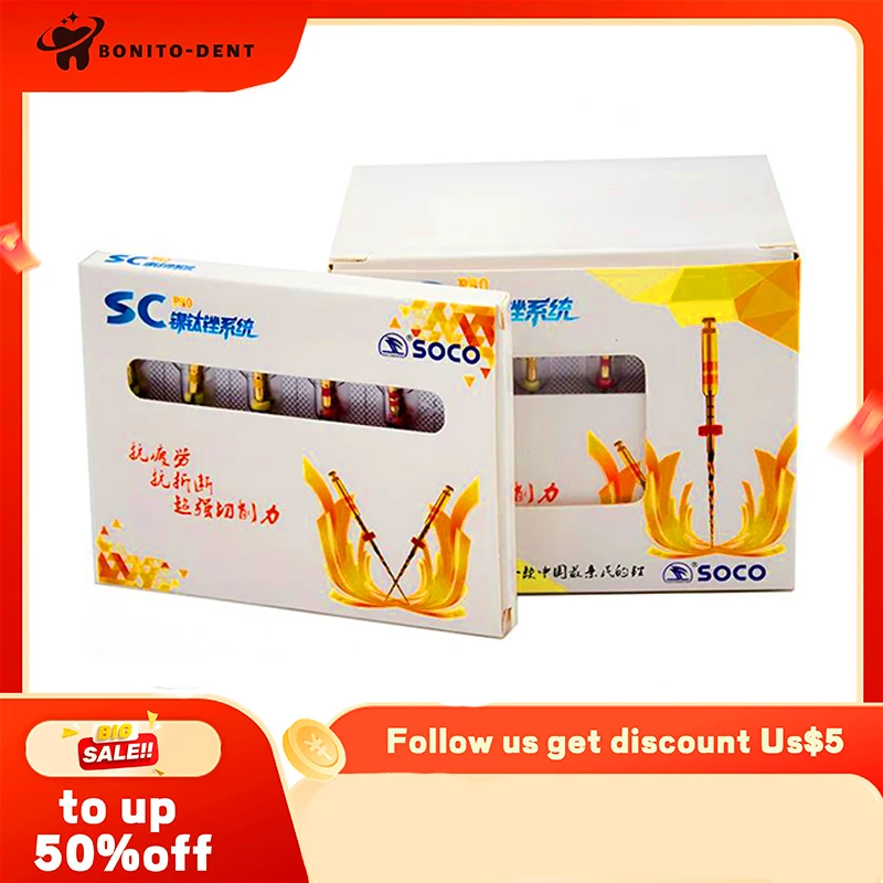 1 paquete de limas dentales COXO SOCO SC PRO para conductos radiculares, limas rotatorias de nitinol activadas por calor para pulpa dental, limas de níquel-titanio activadas térmicamente