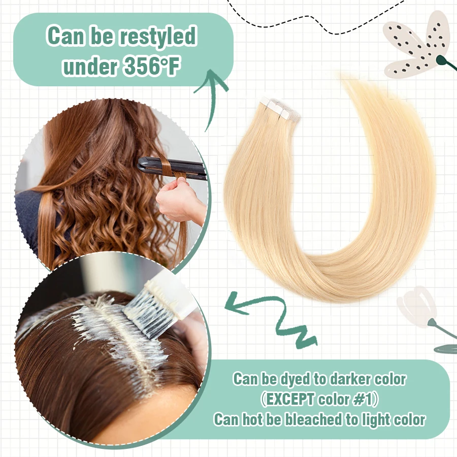 Vlasy 16pcs Blonde #613 Mini Tape In 100% Human Hair Extensions Seamless Invisible Straight Strap Human Hair Wigs 12-24 inches