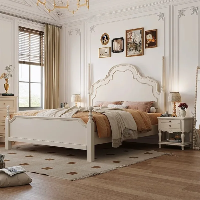 American solid wood bed master bedroom double bed