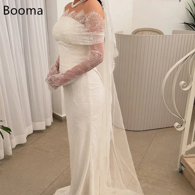 

Booma Mermaid Lace Off The Shoulder Elegant Wedding Dresses Floor-Length Satin Brides Gown Custom Made 2025