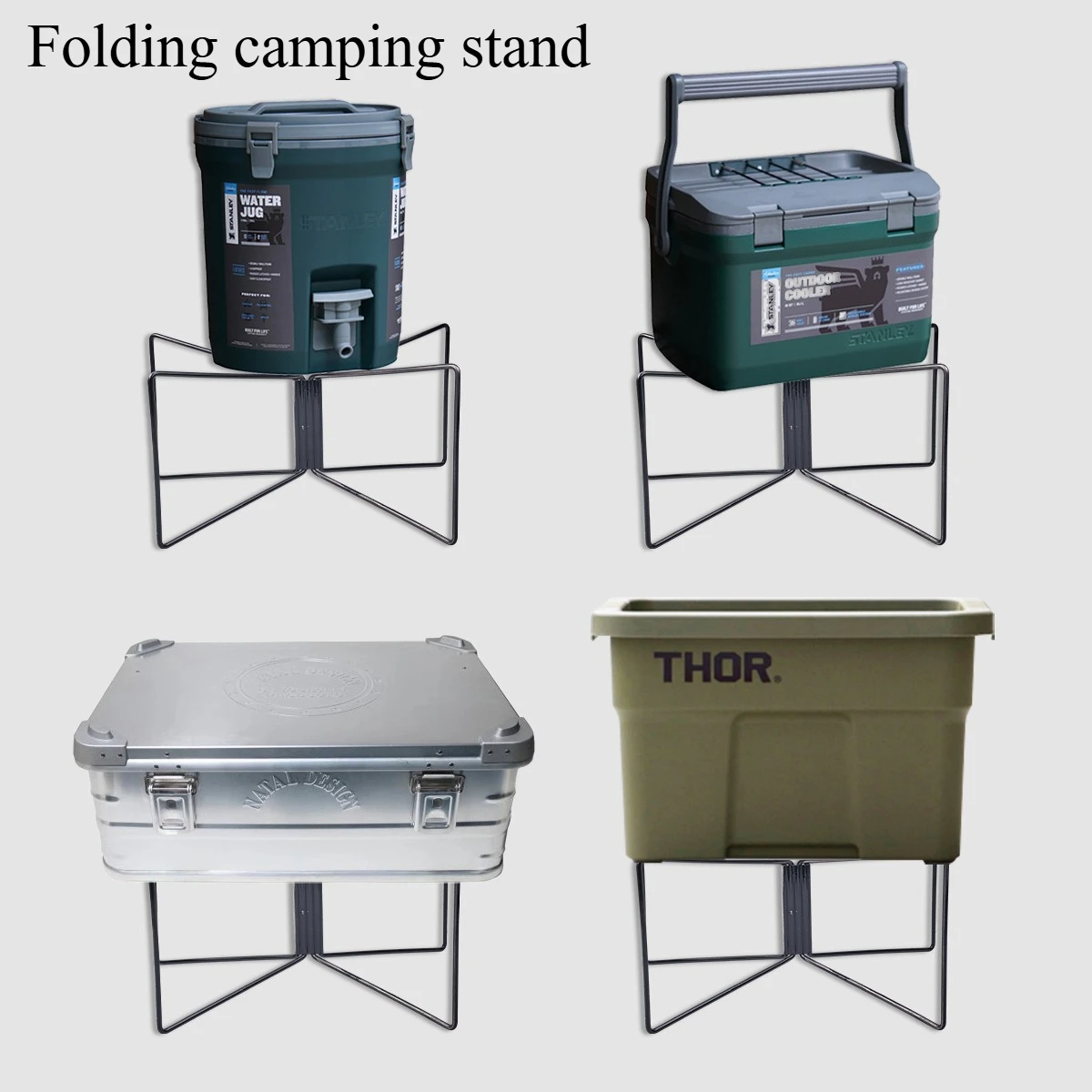 حامل تخييم قابل للطي في الهواء الطلق، رف تخزين محمول للنزهات الخارجية #1