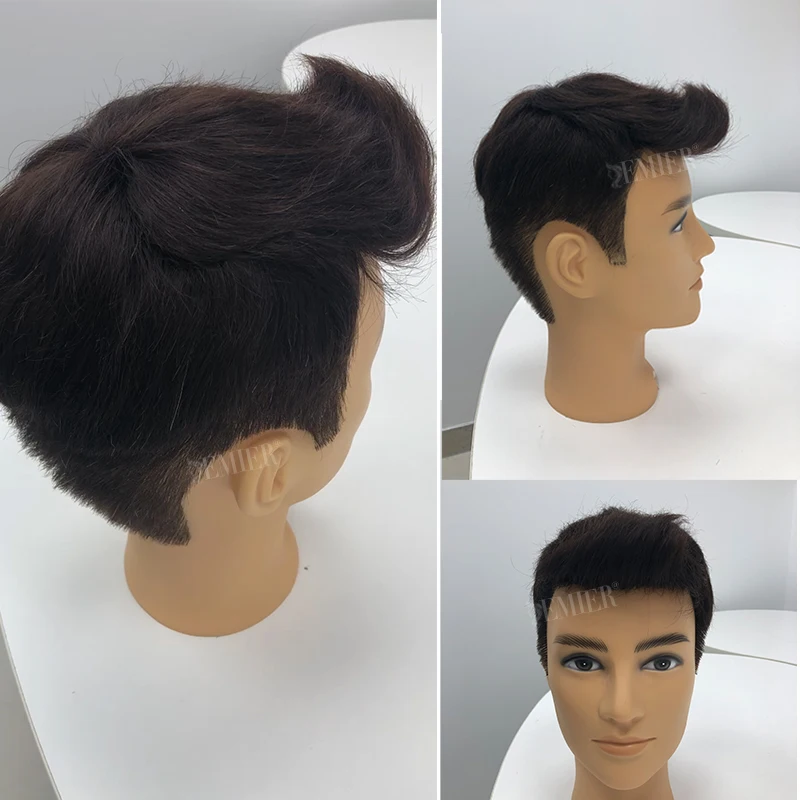 Parrucca da uomo Pre in stile Mono con parrucche per capelli umani NPU per uomo Linea sottile naturale Taglio di capelli corti Parrucche maschili per capelli umani Pronto da indossare