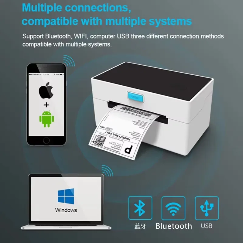 4 inch Thermal Printer Z9220 Portable Bluetooth Wireless 4X6 inch Small Shipping Label Printer Support Android Mac iOS Windows
