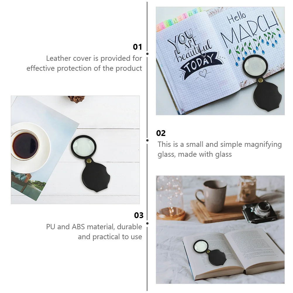 

3Pcs Foldable Pocket Magnifier Protective Cover Portable Reading Magnifying Glass Jewelry Stamp Identification for Elderly