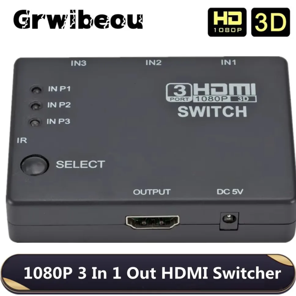 3x1 HDMI Switcher KVM Switches 1080P HDMI Switch Adapter 3 Input 1 Output HDMI Switches Hub for Xbox PS4 DVD HDTV PC Laptop TV