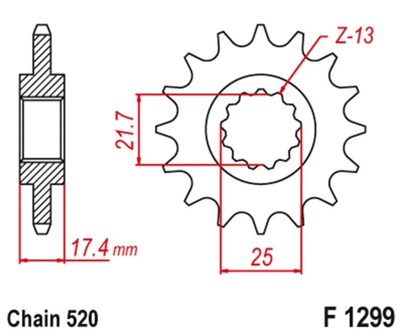 520 14T Motorcycle Front Sprocket For Honda CB250 Hornet MC31 1996-2007 CB250F MC23 VT250 Xelvis VT250F VT250CR Magna