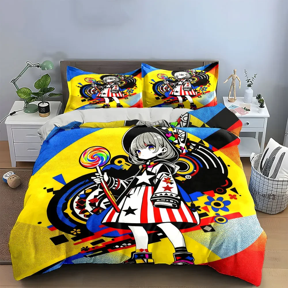 Colorful Art Poster Set Decor Soft Comfortable Duvet Cover Bedding Set Included 1*Duvet Cover & 2*Pillowcases, gift