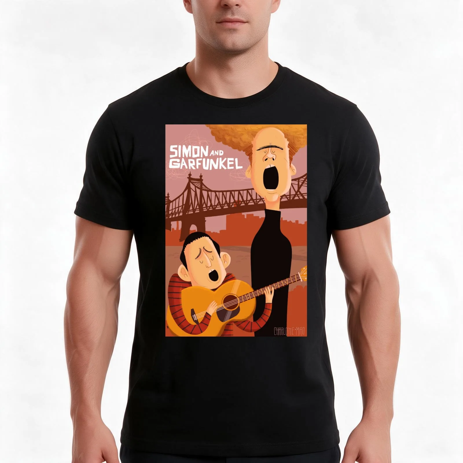 Simon & Garfunkel T-Shirt, Summer Casual Cotton Tee, Oversized Streetwear Tops, Vintage Graphic Print, Loose Fit Short Sleeve