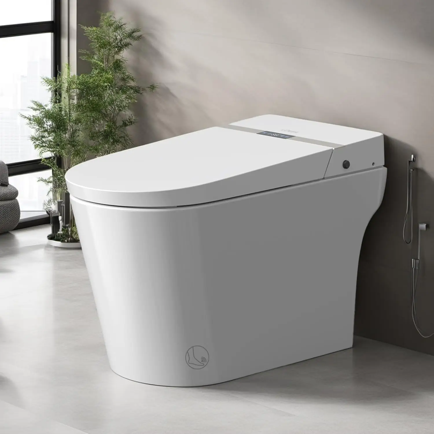 

Умный унитаз с подогревом сиденья и автоматическим смывом, моноблочный безрезервуарный удлиненный унитаз-биде для ванной комнаты с мгновенным, индивидуальным подогревом