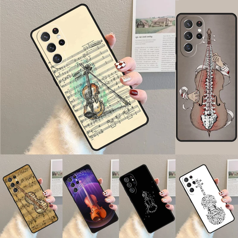 Musical Notes Violin Classical soft Silicone Phone Case For Samsung Galaxy note 10 pro S26 S25 S24 S23 S22 S21 Plus Ultra Cover