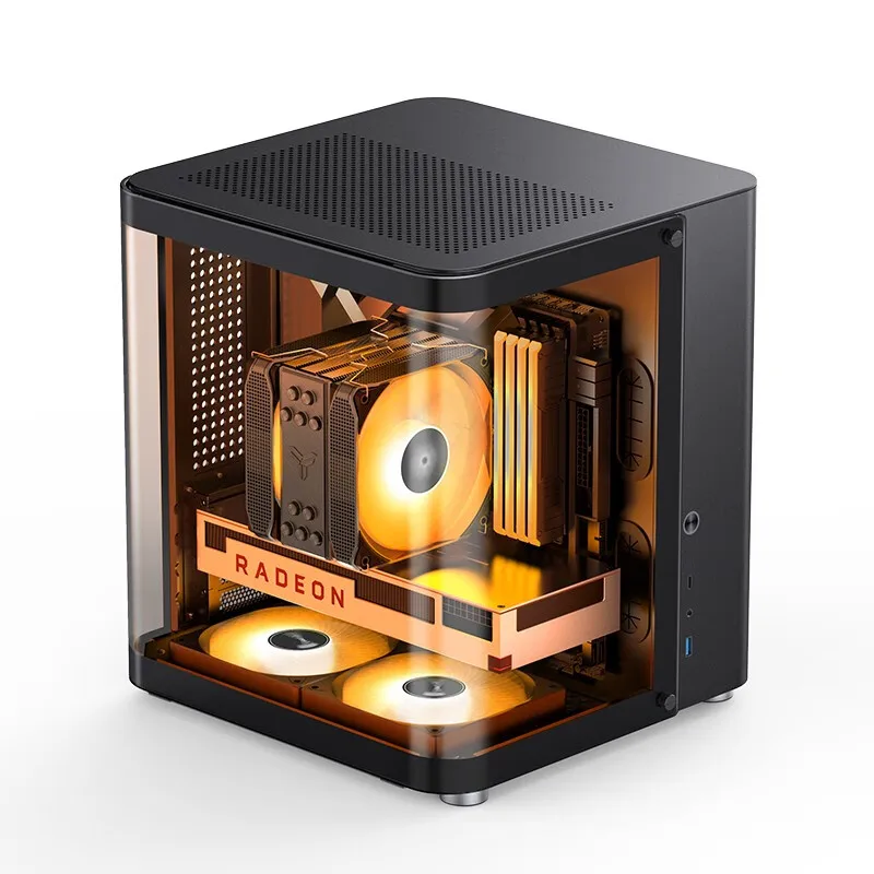 JONSBO TK-1 V2.0 MATX Desktop Case Aluminum Alloy Hyperbolic Sea View Room Gaming Computer Case 240 Water Cooling ATX Power